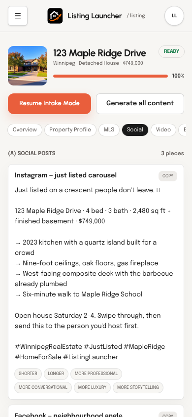 Generated social media content